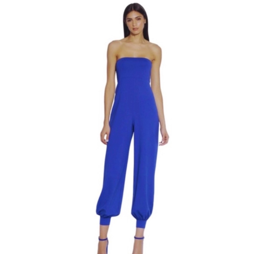 SUSANA MONACO strapless wide leg jumpsuit blue nwt